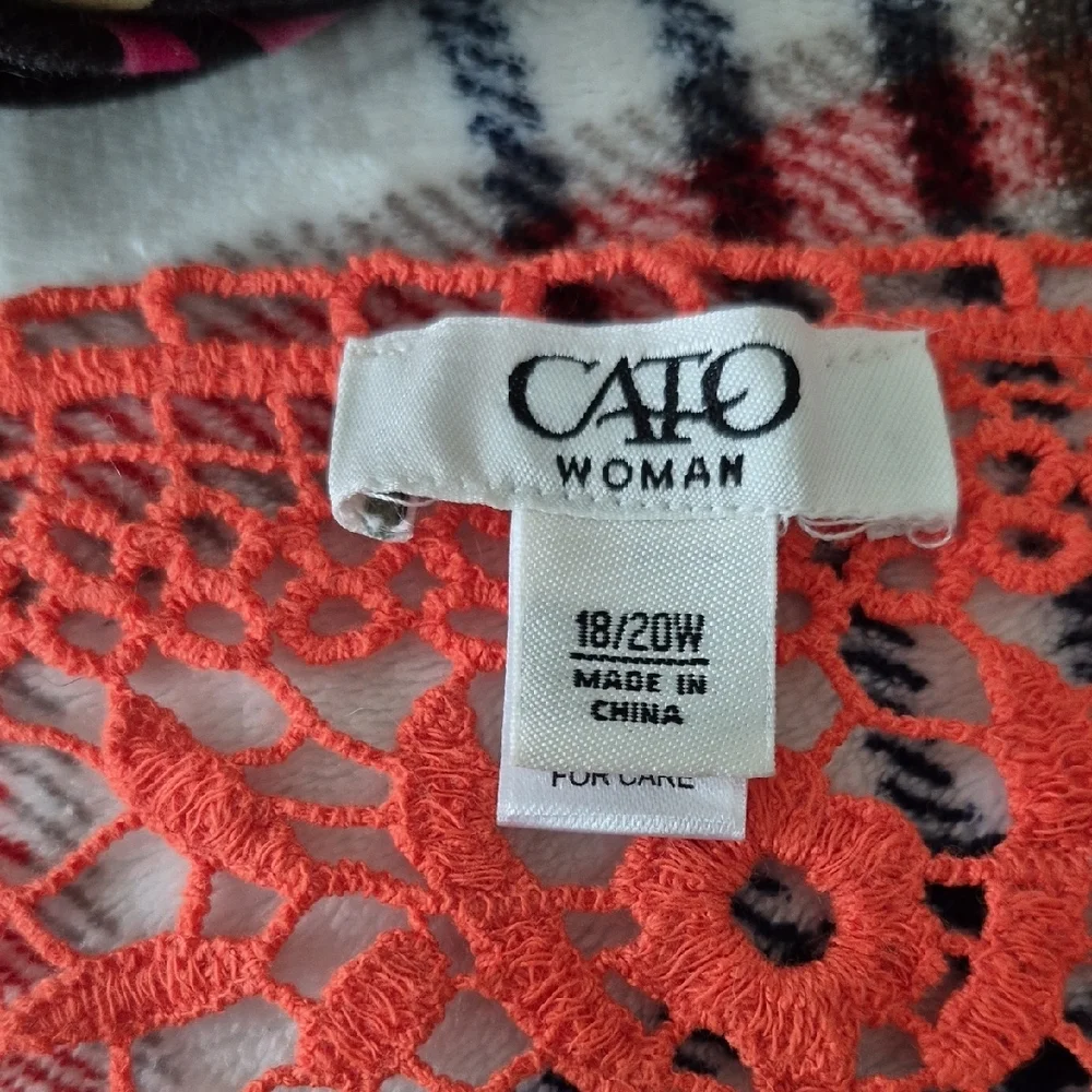 Cato Orange Lacy Beach Cruise Swim Coverup Top 18/20W